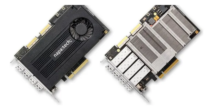 Napatech NT40E3-4-PTP — SmartNIC · 4 × 10GbE · SFP+ · PTP · captura de paquetes